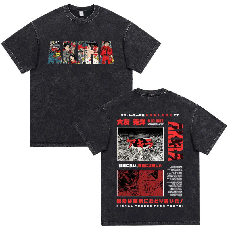 Anime Akira Vintage Washed T Shirt Movie Sci