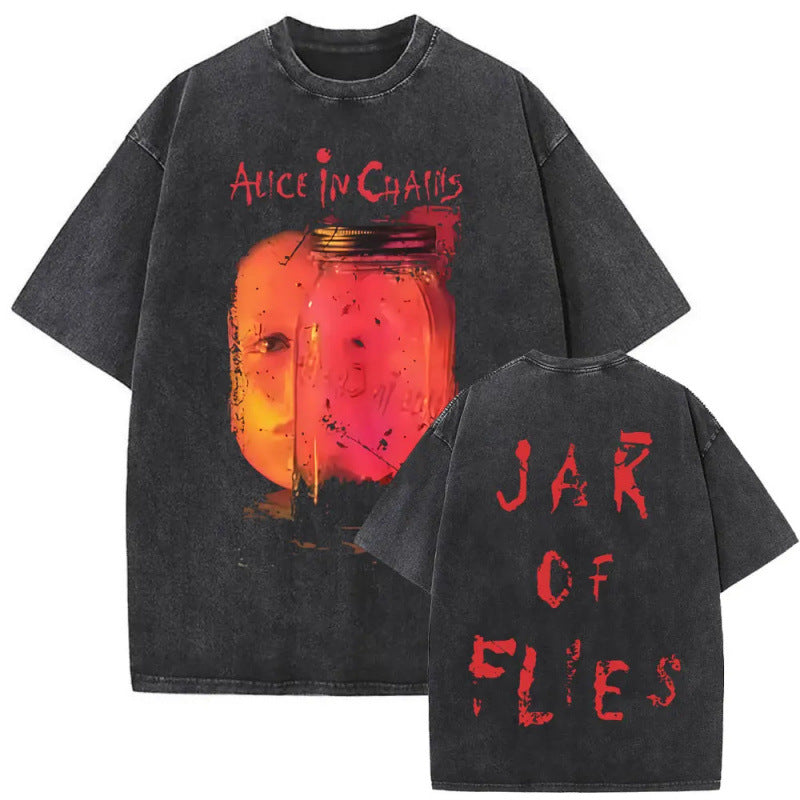 Ouma Pure Cotton Washed Vintage Rock Band Alice In Chains Fac