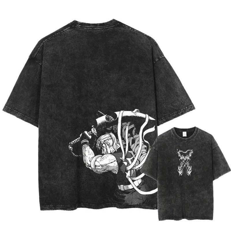 Vintage Men'S Washed T-Shirt Demon Slayer An