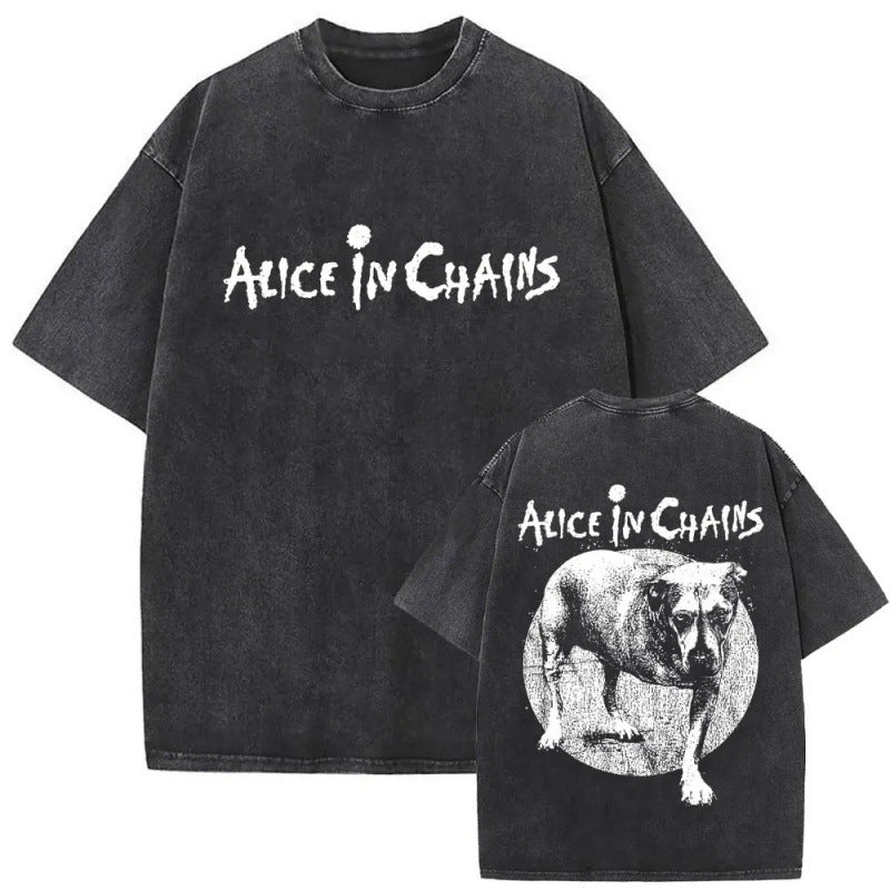 Ouma Pure Cotton Washed Vintage Rock Band Alice In Chains Fac