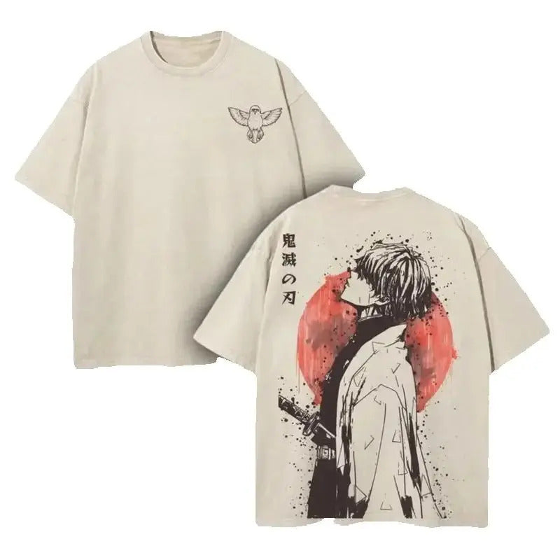 European Size Cotton A-Zenitsu Graphic Tshirt Anime Demon Slayer