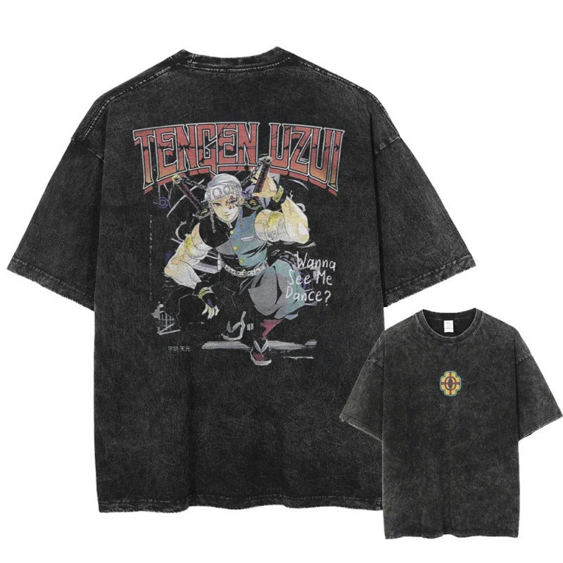 Vintage Men'S Washed T-Shirt Demon Slayer An