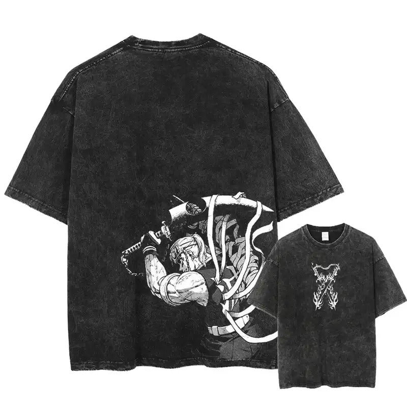 Vintage Men'S Washed T-Shirt Demon Slayer An