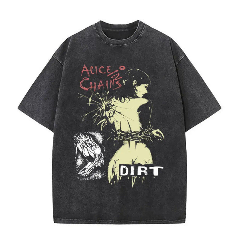 Ouma Pure Cotton Washed Vintage Rock Band Alice In Chains Fac