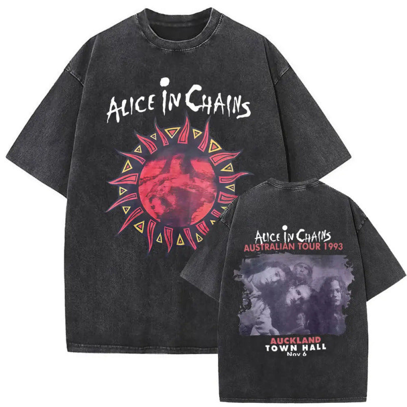 Ouma Pure Cotton Washed Vintage Rock Band Alice In Chains Fac
