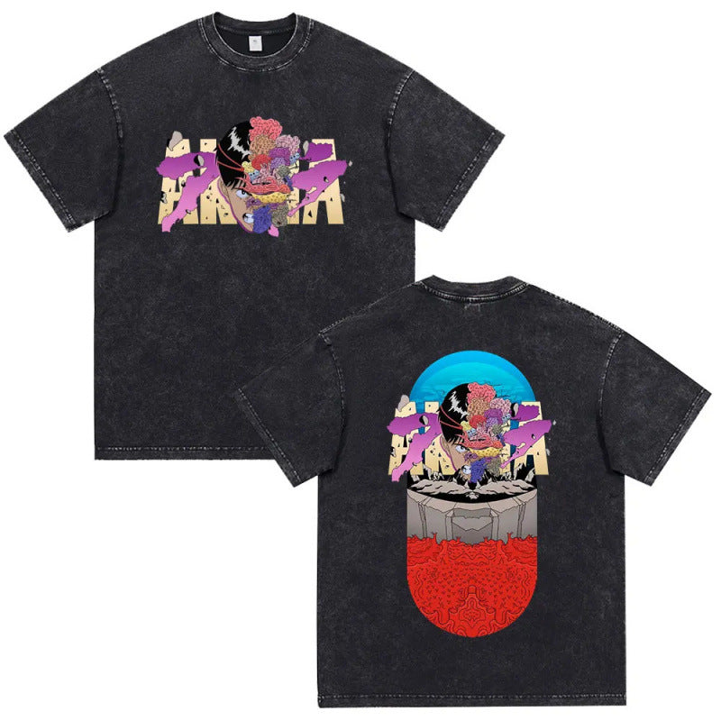 Anime Akira Vintage Washed T Shirt Movie Sci