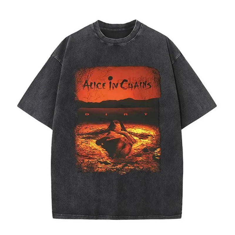 Ouma Pure Cotton Washed Vintage Rock Band Alice In Chains Fac
