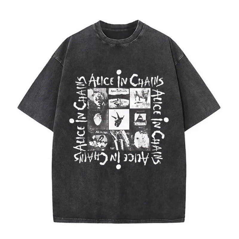 Ouma Pure Cotton Washed Vintage Rock Band Alice In Chains Fac