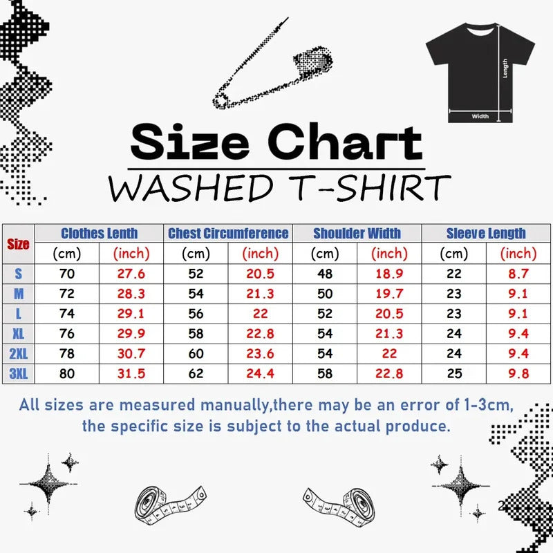 European Size Cotton Jujutsu Kaisen Acid Washed T-Shirt Vintage O