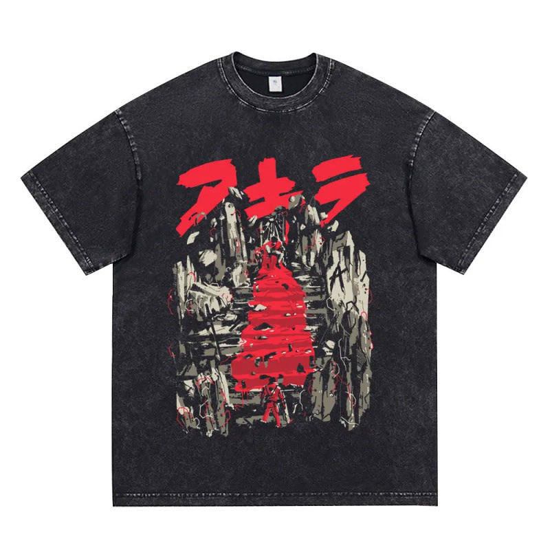 Anime Akira Vintage Washed T Shirt Movie Sci
