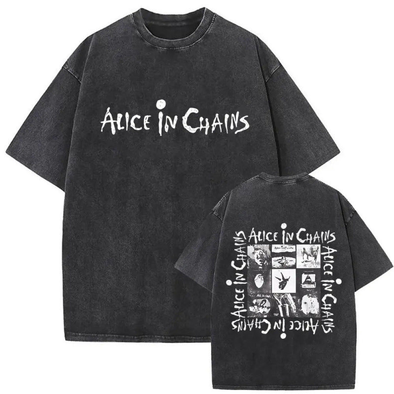 Ouma Pure Cotton Washed Vintage Rock Band Alice In Chains Fac