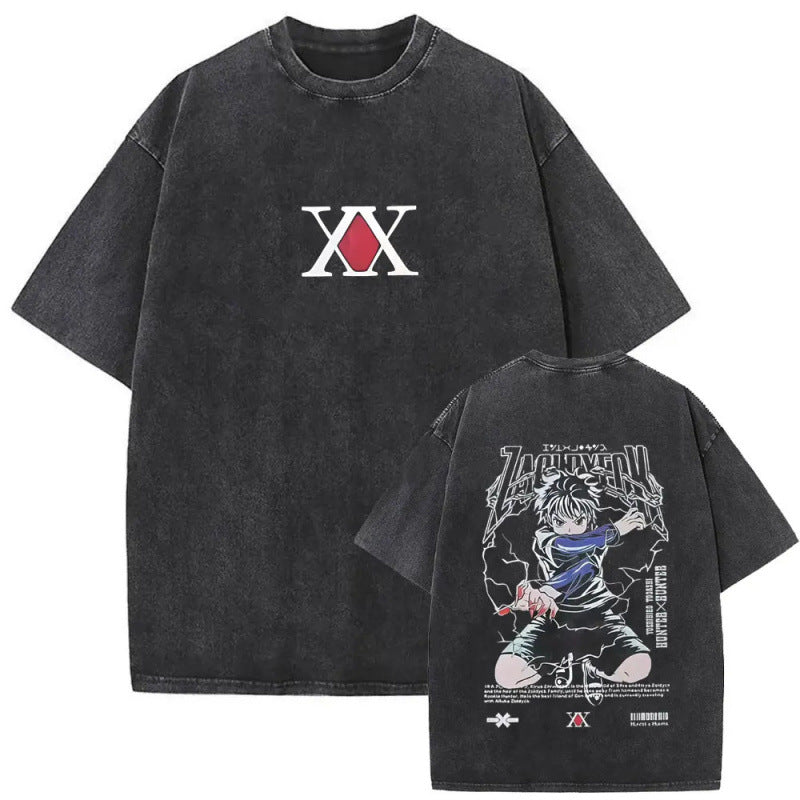 European Size Cotton Washed Vintage Anime Hunter X Hunter T Shirt