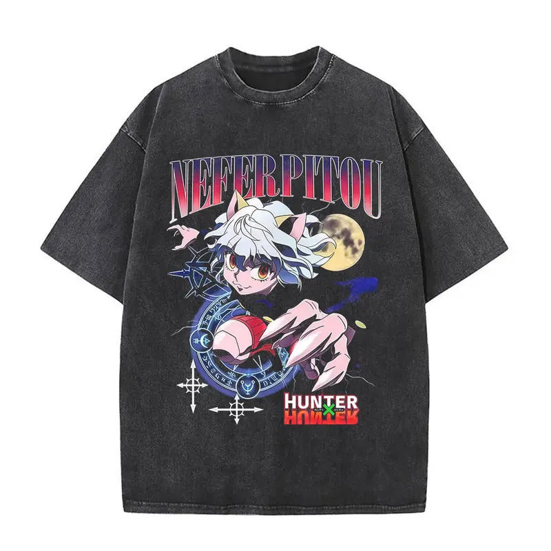 European Size Cotton Washed Vintage Anime Hunter X Hunter Hisoka