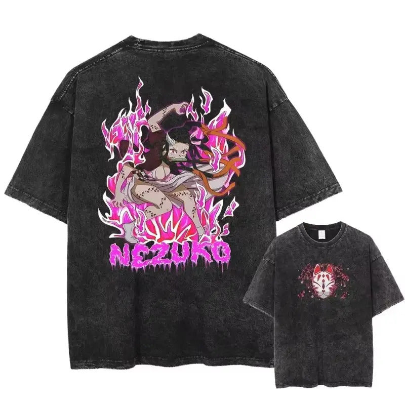 Harajuku Graphic Tee Anime Demon Slayer Vint