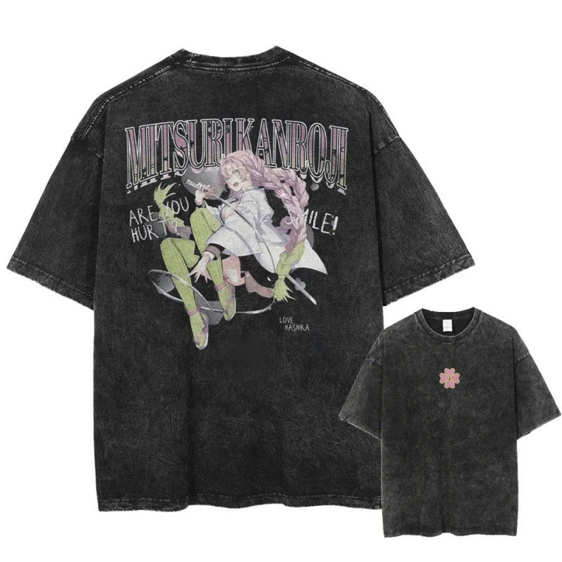 Vintage Men'S Washed T-Shirt Demon Slayer An