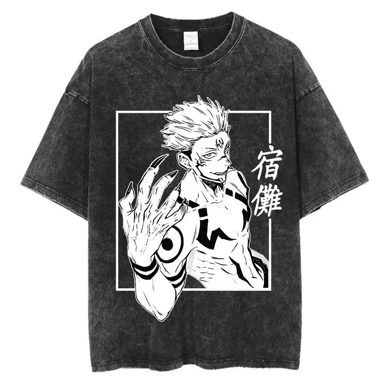 European Size Cotton Anime Jujutsu Kaisen Gojo Satoru T Shirts Wa