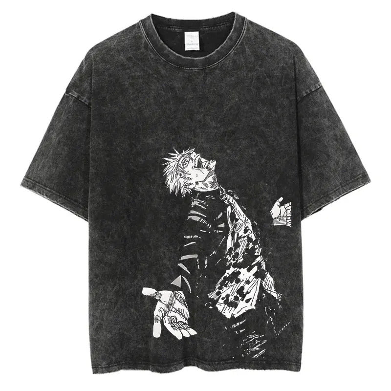 European Size Cotton Anime Jujutsu Kaisen Gojo Satoru T Shirts Wa
