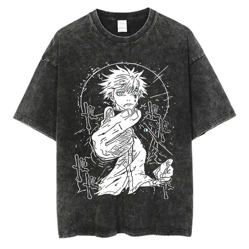 European Size Cotton Anime Jujutsu Kaisen Gojo Satoru T Shirts Wa