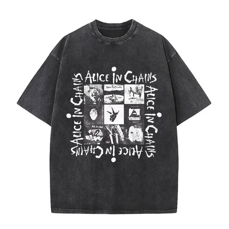 Ouma Pure Cotton Washed Vintage Rock Band Alice In Chains Fac