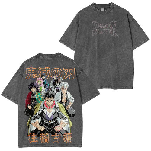 Camiseta unisex Hashiratrainingarc de anime vintage con efecto desgastado