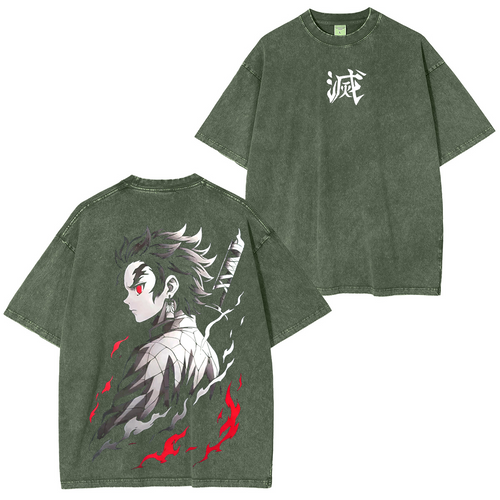 Camiseta unisex lavada de Demon Slayer Anime