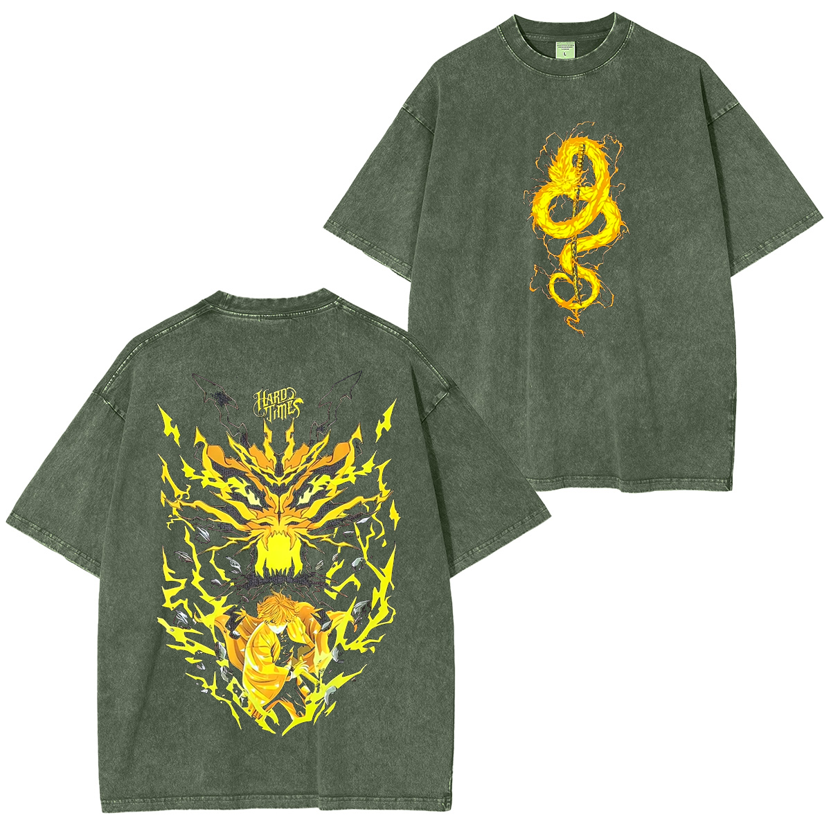 Zenitsu Demons Slayer Retro Edition Vintage Anime Unisex Washed T-Shirt