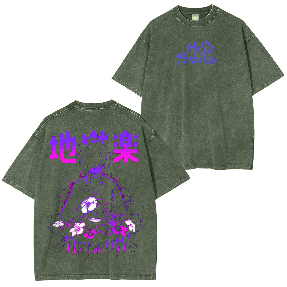 Gabimaru , Hell's Paradise Retro Edición Limitada Morada Vintage Anime Unisex Camiseta Lavada