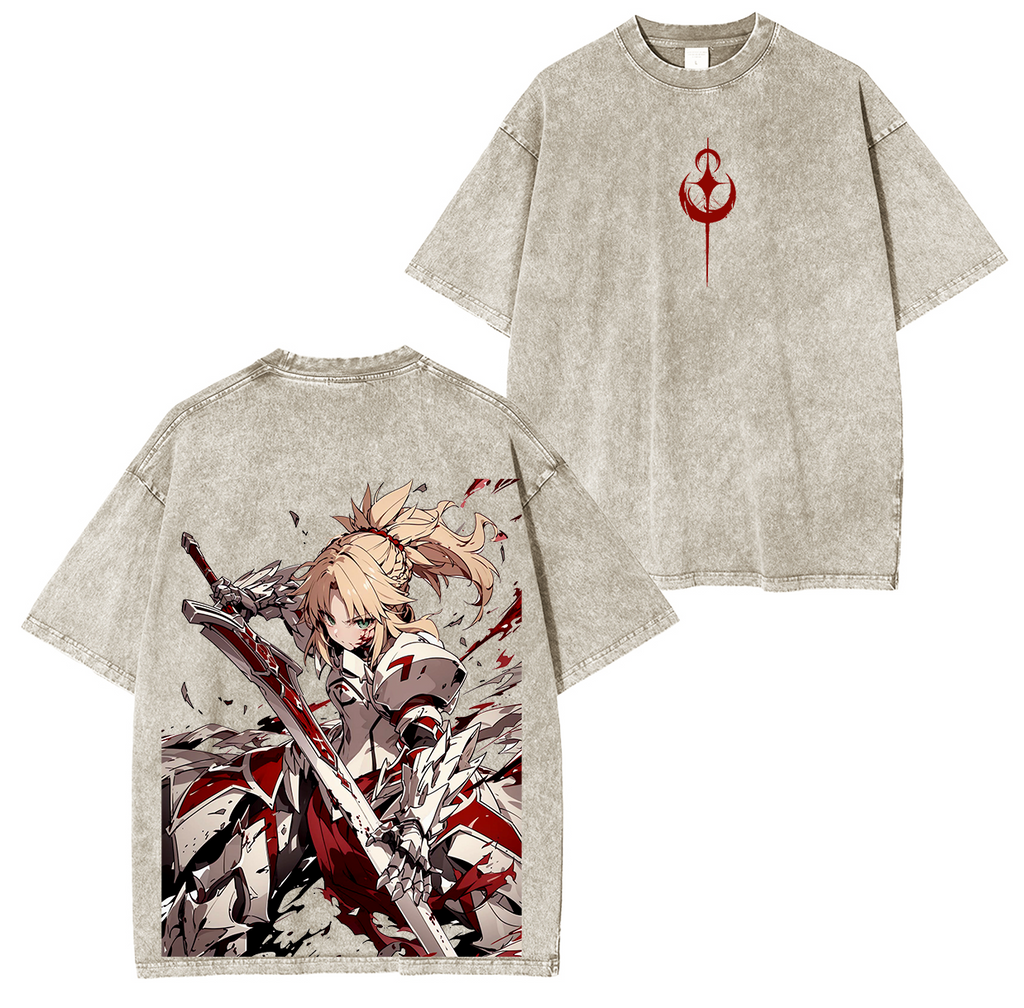 Saber, camiseta lavada unisex de anime de Fate
