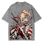 Saber, camiseta lavada unisex de anime de Fate