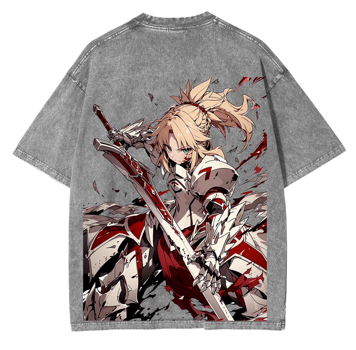 Saber, camiseta lavada unisex de anime de Fate