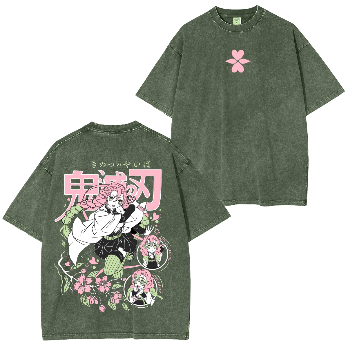Mitsuri Kanroji,Demon Slayer Anime Unsiex Washed T-Shirt