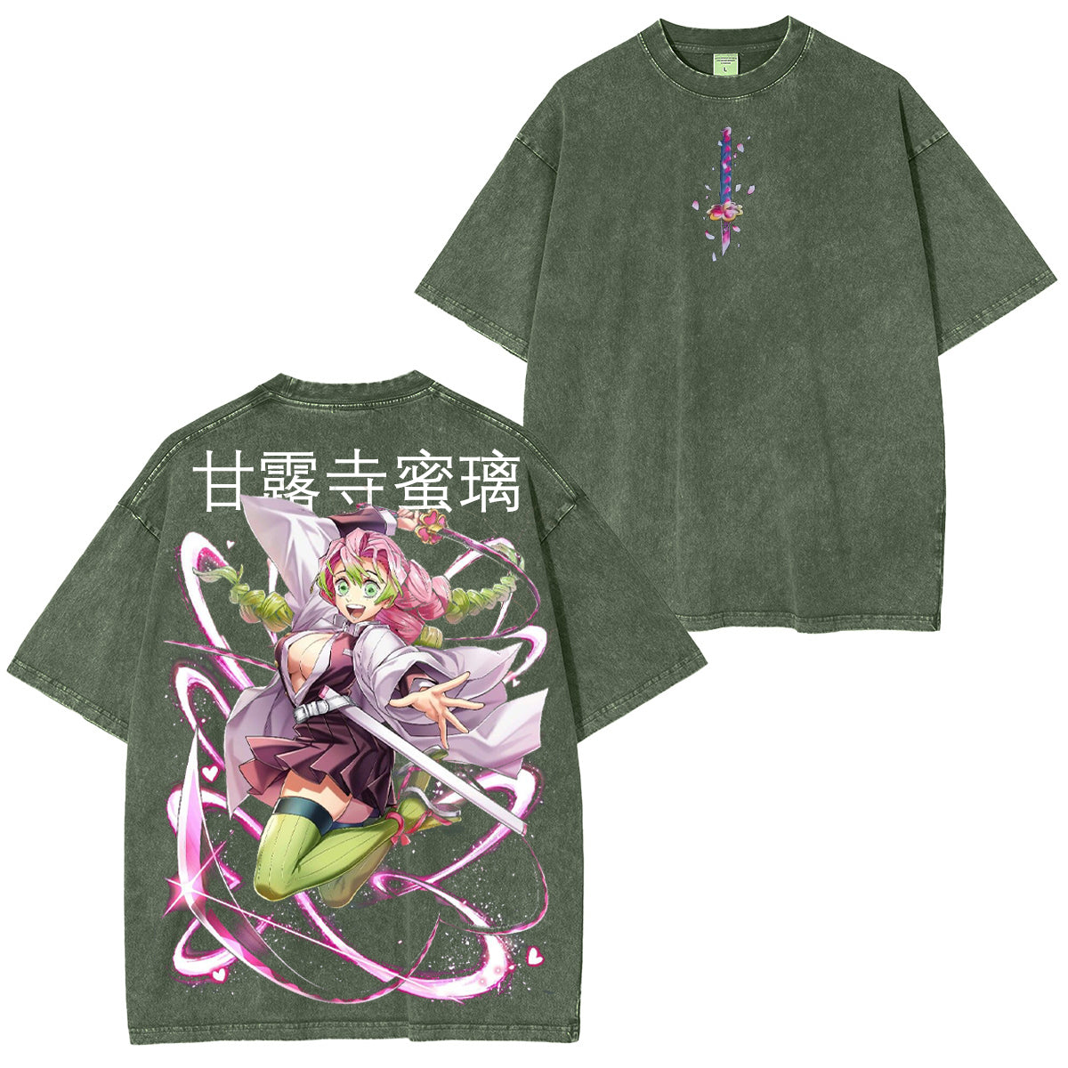 Camiseta "Love Hashira Energy" con lavado vintage