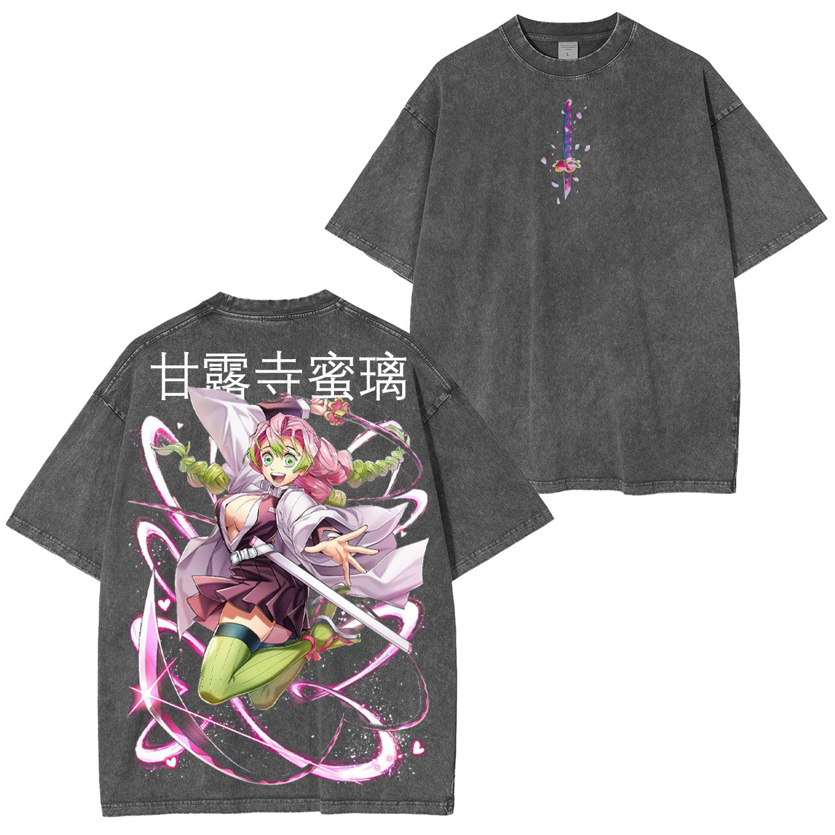 Camiseta "Love Hashira Energy" con lavado vintage
