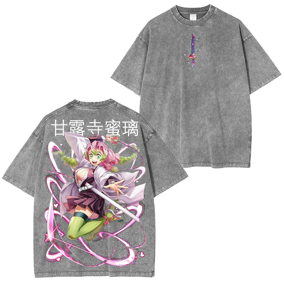 Camiseta "Love Hashira Energy" con lavado vintage