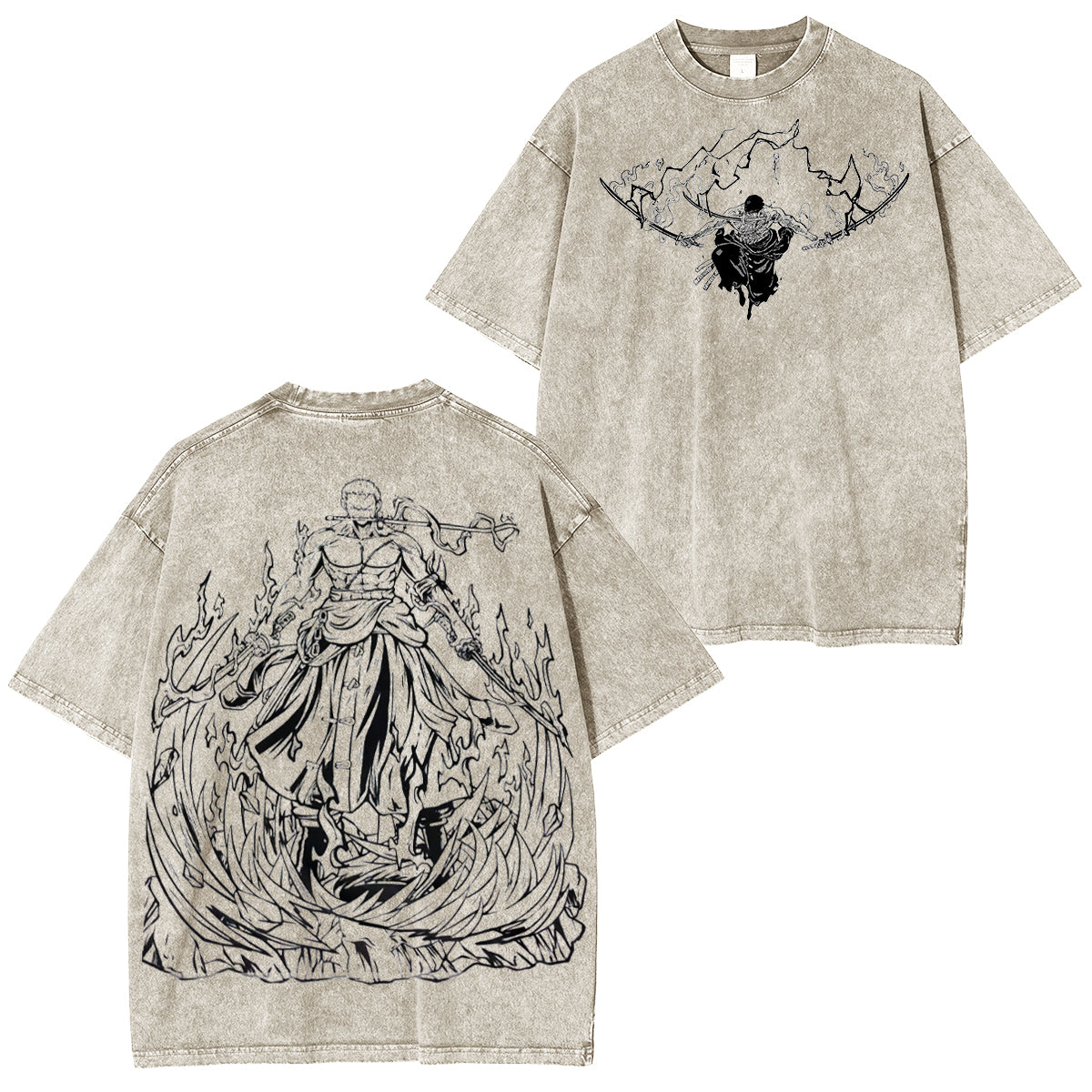 Asura - Camiseta Lavada Unisex Vintage de Zoro