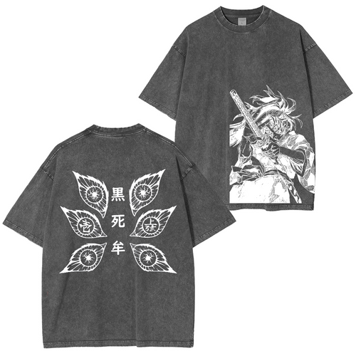Camiseta unisex lavada del anime Demon Slayer