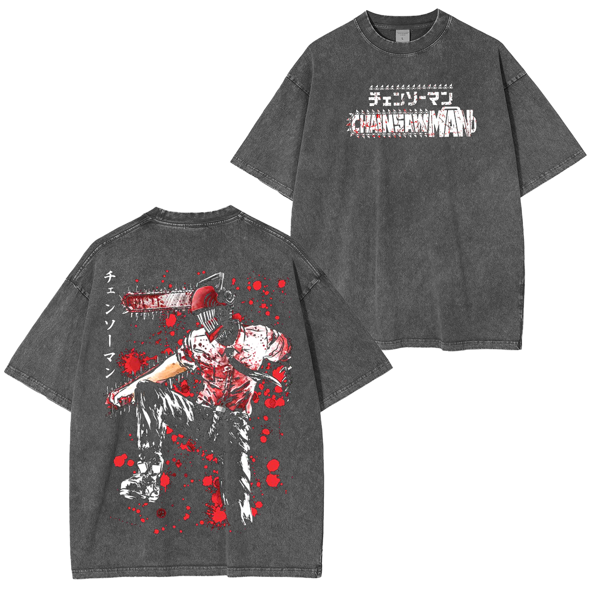 Camiseta lavada unisex de Chainsaw Man Anime