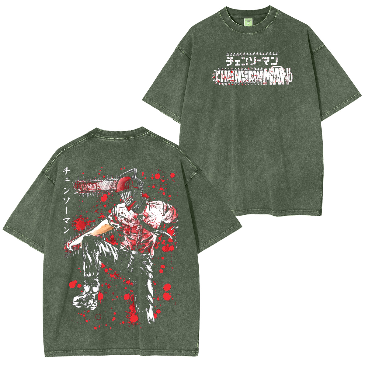 Camiseta lavada unisex de Chainsaw Man Anime