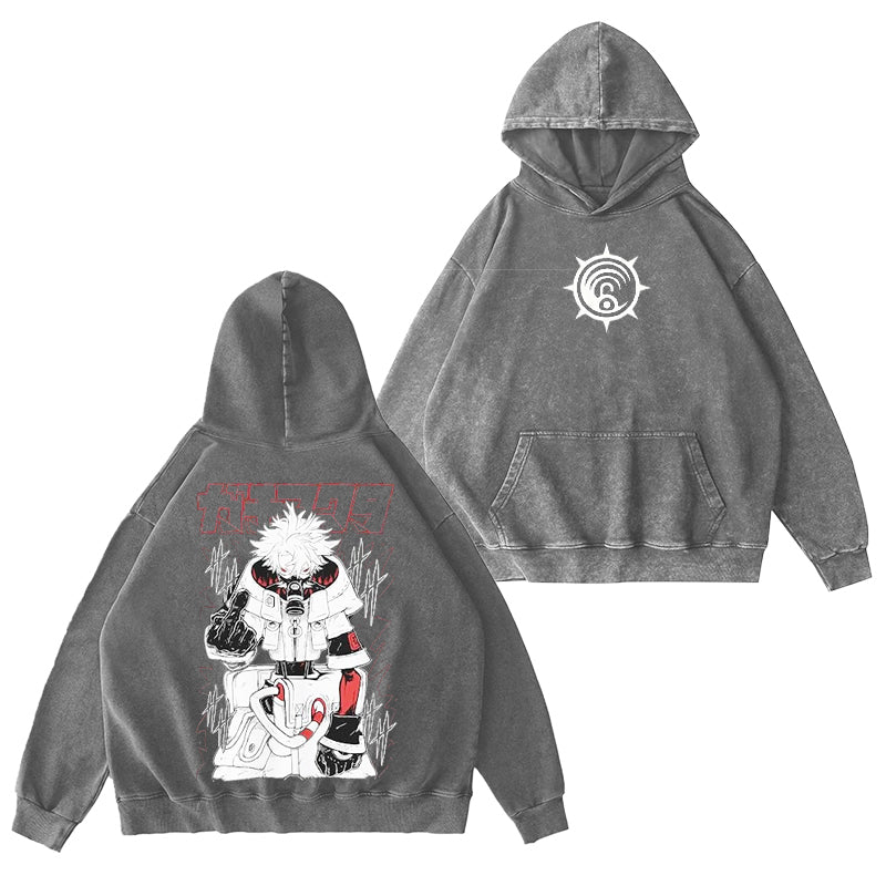 Sudadera con capucha lavada Gachiakuta Vintage
