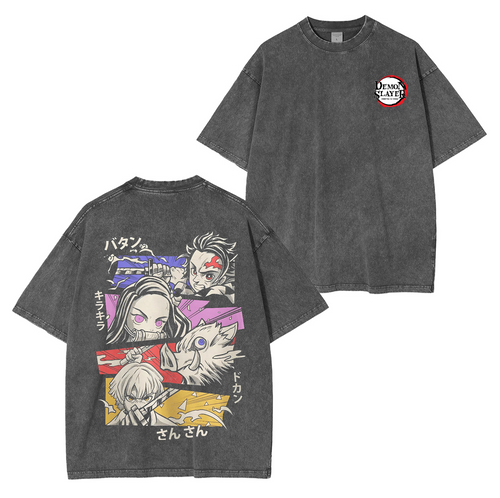 T-shirt Unisexe Délavé Demon Slayer Anime