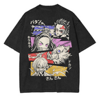 Camiseta unisex lavada del anime Demon Slayer