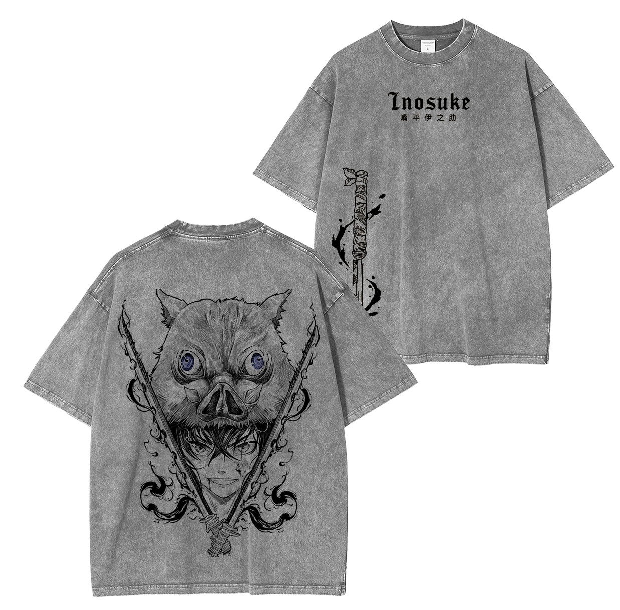 Inosuke,Demon Slayer Anime Unisex Washed T-Shirt
