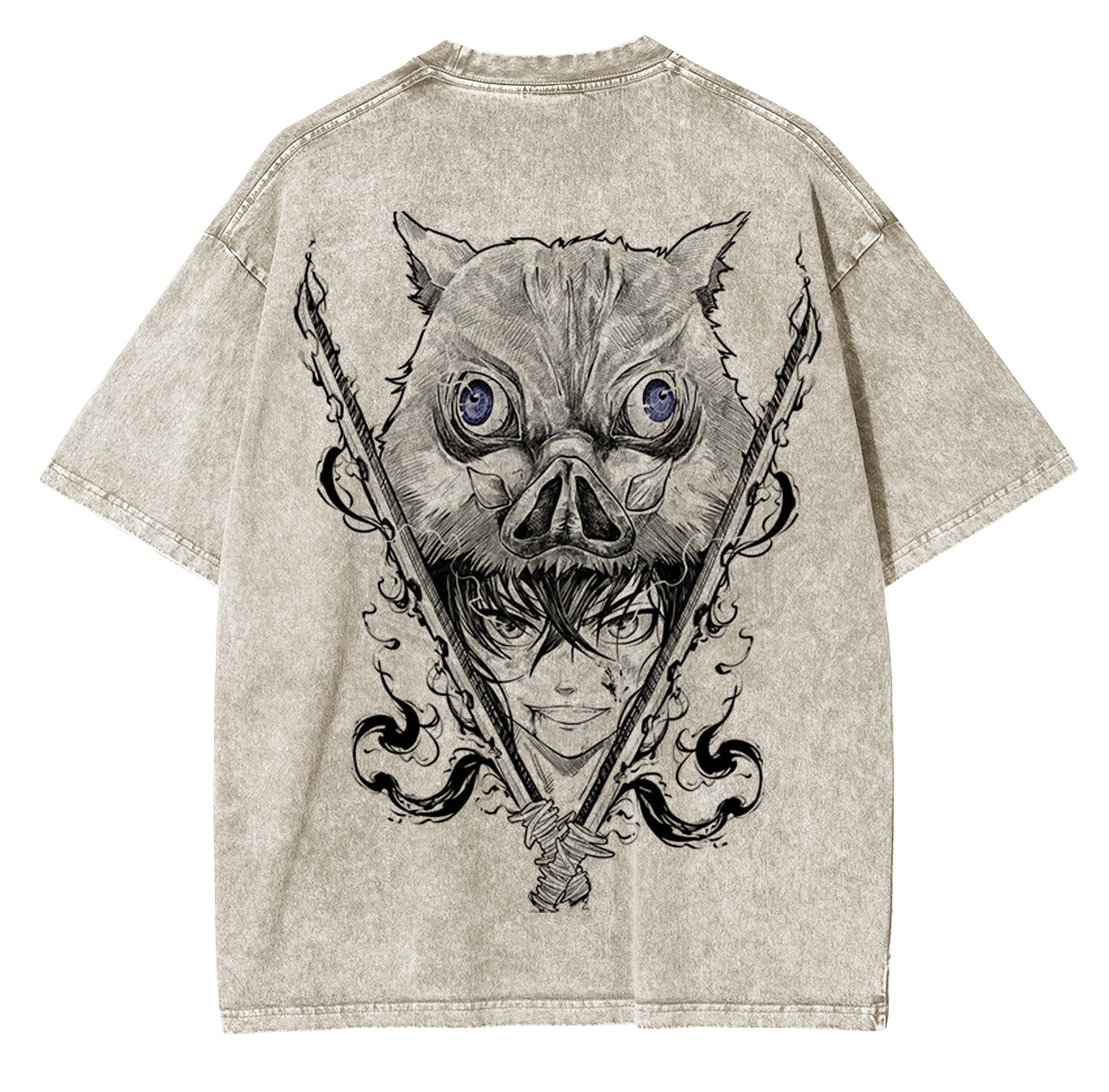 Inosuke,Demon Slayer Anime Unisex Washed T-Shirt