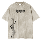 Inosuke, T-shirt unisexe délavé Anime Demon Slayer