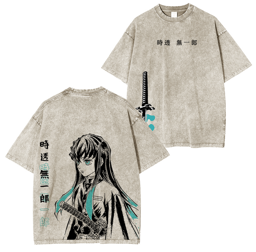 T-shirt unisexe délavé Tokito Muichiro, Anime Demon Slayer