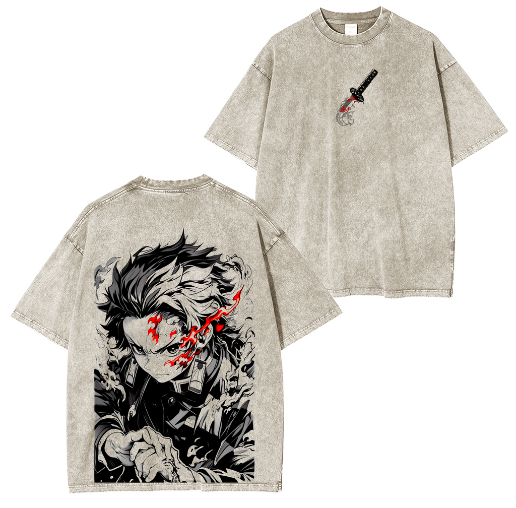 Tanjiro Kamado, Camiseta unisex lavada de anime Demon Slayer