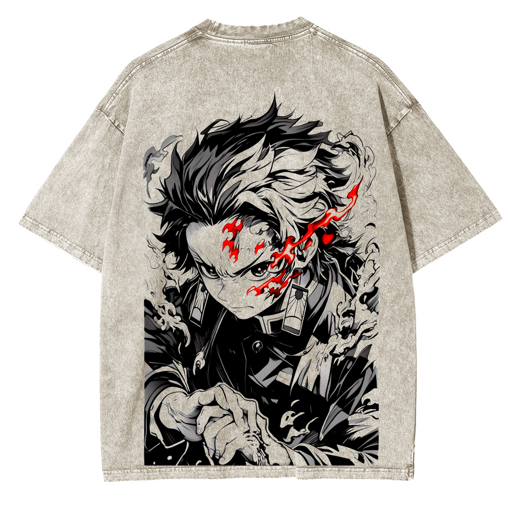 Tanjiro Kamado, Camiseta unisex lavada de anime Demon Slayer
