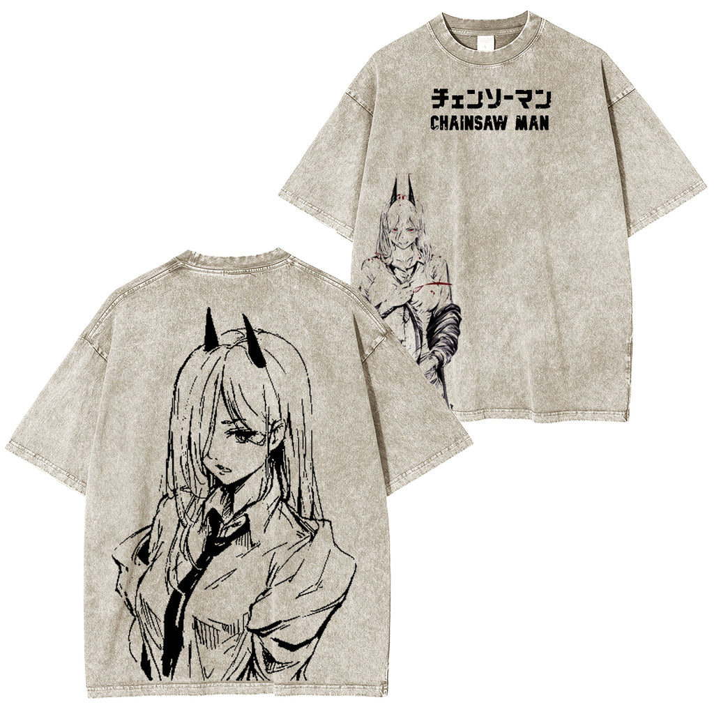 Camiseta unisex lavada de Chainsaw Man