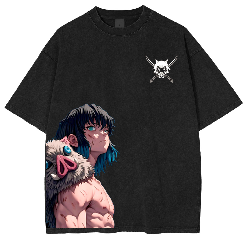 Inosuke,Demon Slayer Anime Unsiex Washed T-Shirt