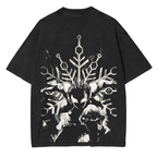T-shirt unisexe délavé Akaza Troisième Lune Supérieure, Demon Slayer Anime